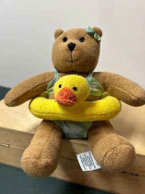 Baby Gap Bear Wearing Bathing Suit Duck Float Terry Cloth Plush Stuffed Lovey